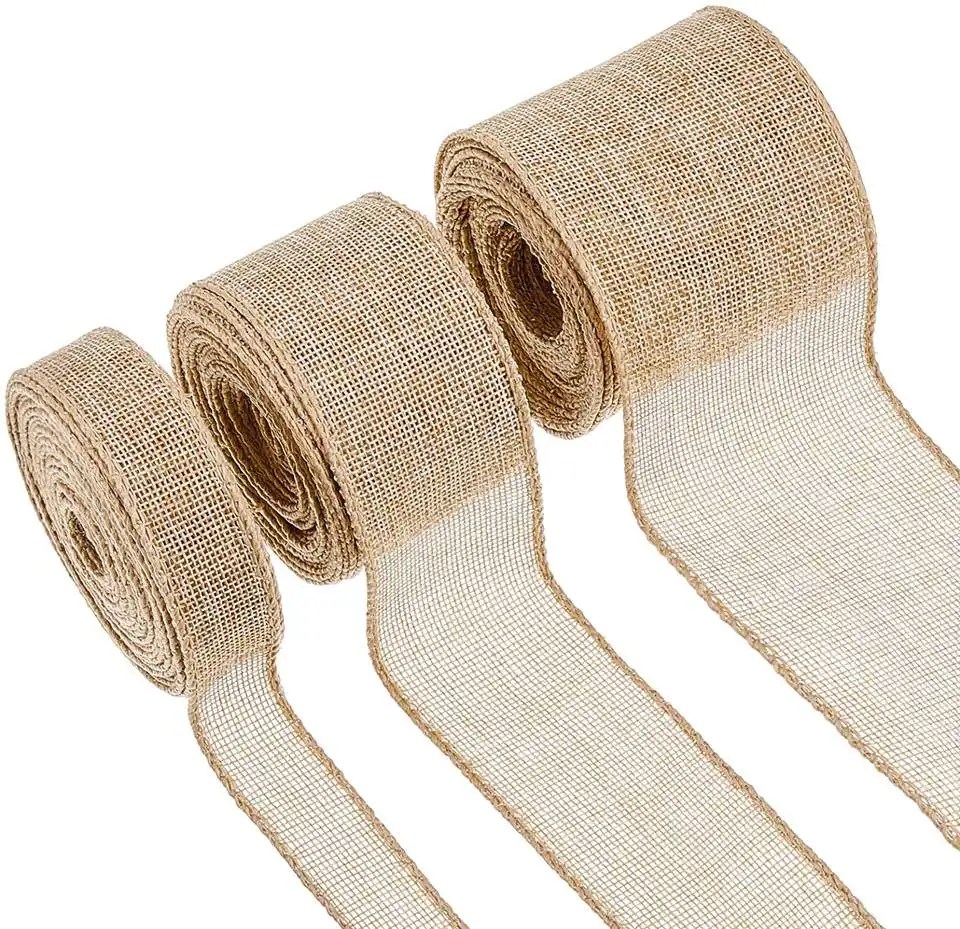 Wholesale Burlap Ribbon Tape Jute Fabric Roll Vintage Jute Ribbon For Decor