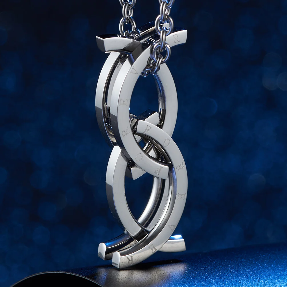 Hot Selling Stainless Steel Deformation Kissing Fish Pendant Ring Collapsible Kiss Fish Pendant Necklace for Teen Boys Girls
