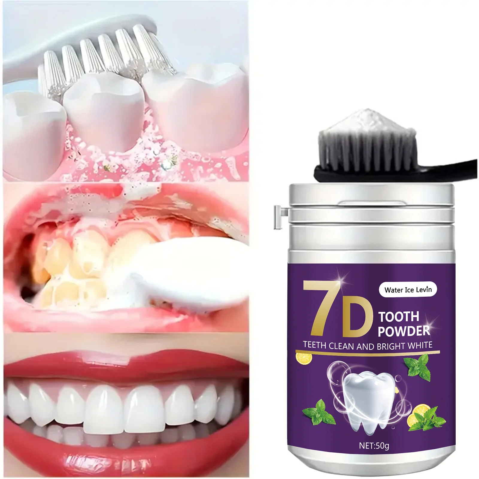 Water Ice Levin Teeth Brightening White Powder for Tooth Cleansing Beauty Yellow Teeth Smoking for Tooth Cleansing and Cleansing