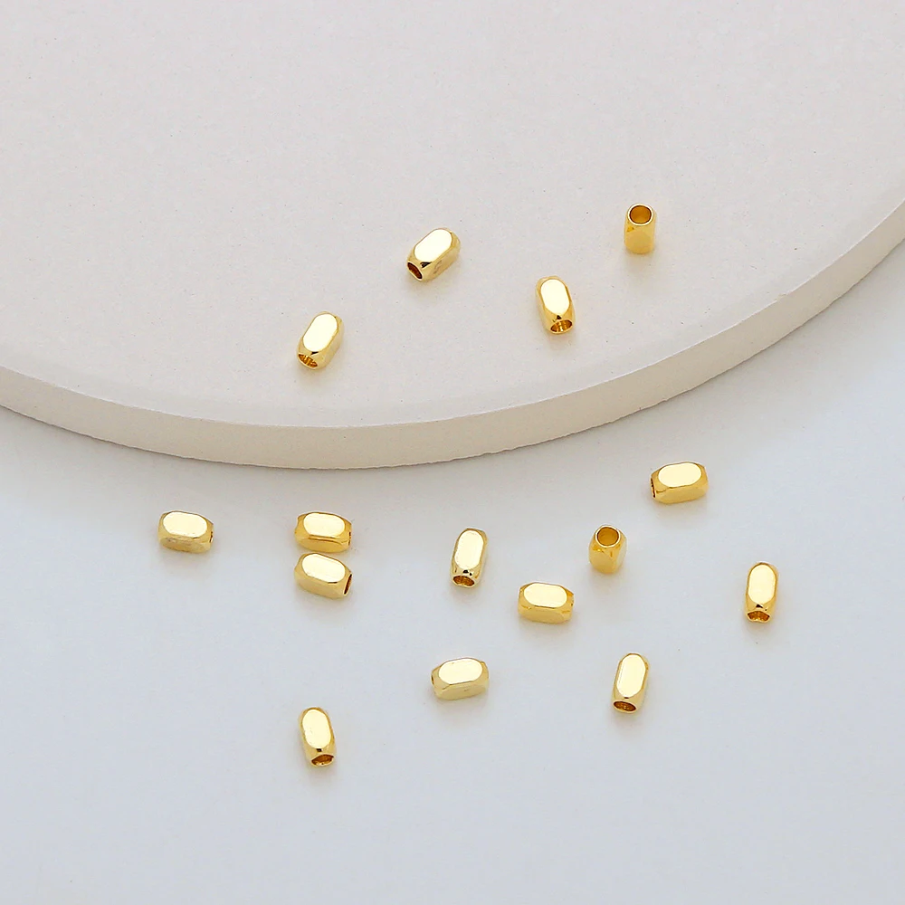 Colorfast lead-free nickel spacer beads small rectangular bead for jewelry making gold plated Smooth loose brass beads