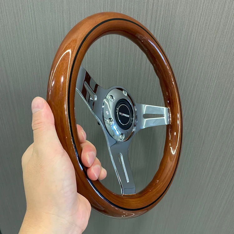 TIYPEOR 290mm 12 inch mini wooden go kart retro modified car steering wheel