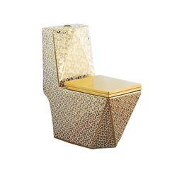 Bathroom Gold Plated Water Closet Modern One Piece S-Trap Water Closet China Gold Toilet