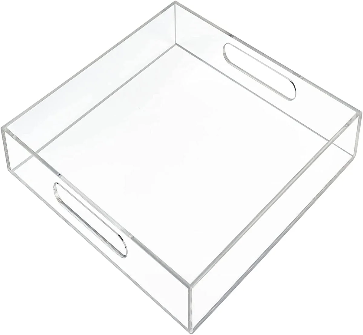 Crystal clear 12 x 12 Inch Modern Square Stack able Acrylic Serving Tray