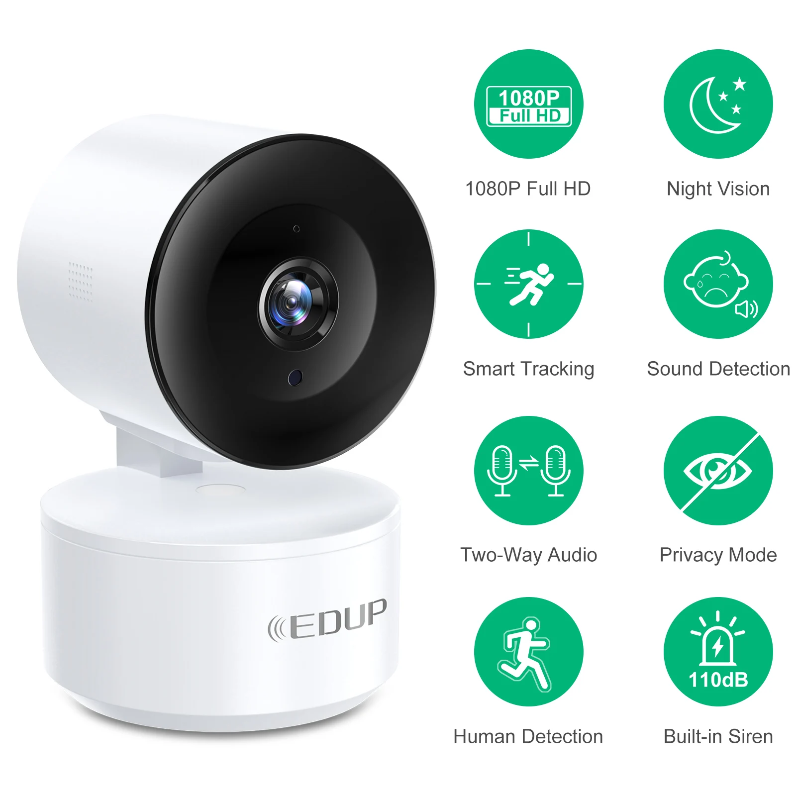 Умная IP-камера EDUP 2K HD Wi-Fi ночное видение слежение за ребенком 300 Вт