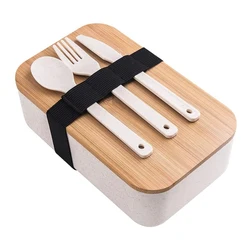 2 Layers Lunch Box Bamboo Wood Insulation Fresh Bowl Students Microwave Container Tableware Spoon Bento Lunch Boxes