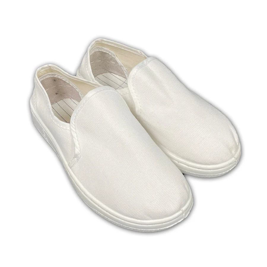 Lightweight Washable White Canvas SPU Outsole Anti-Static Cleanroom Lab Cleaning ESD Work Shoes