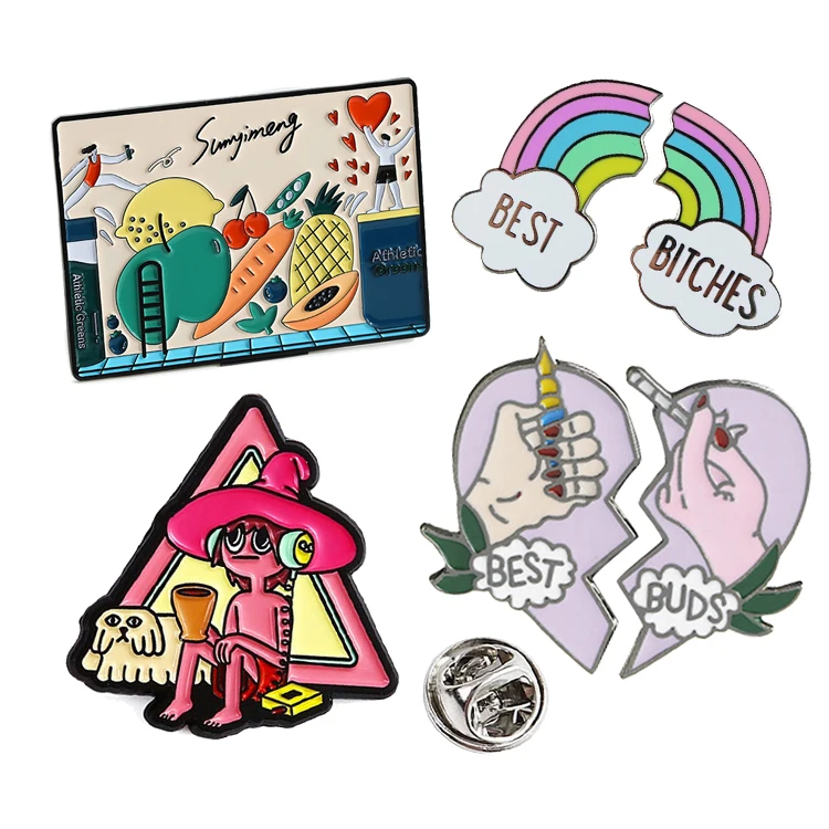 Small Brooch Pin Customize Metal Gold Hard Soft Enamel 3d Cartoon Anime Pins for Cloth or Bag