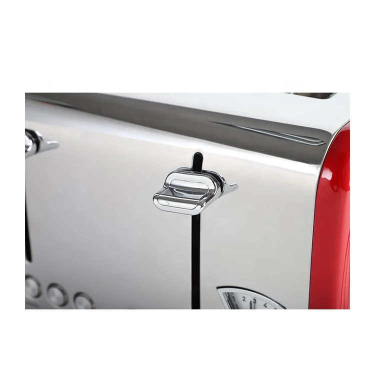  Removable Crumb Tray 4 Slice Toaster Stainless Steel Retro Toasters with 1.5 inch Wide
