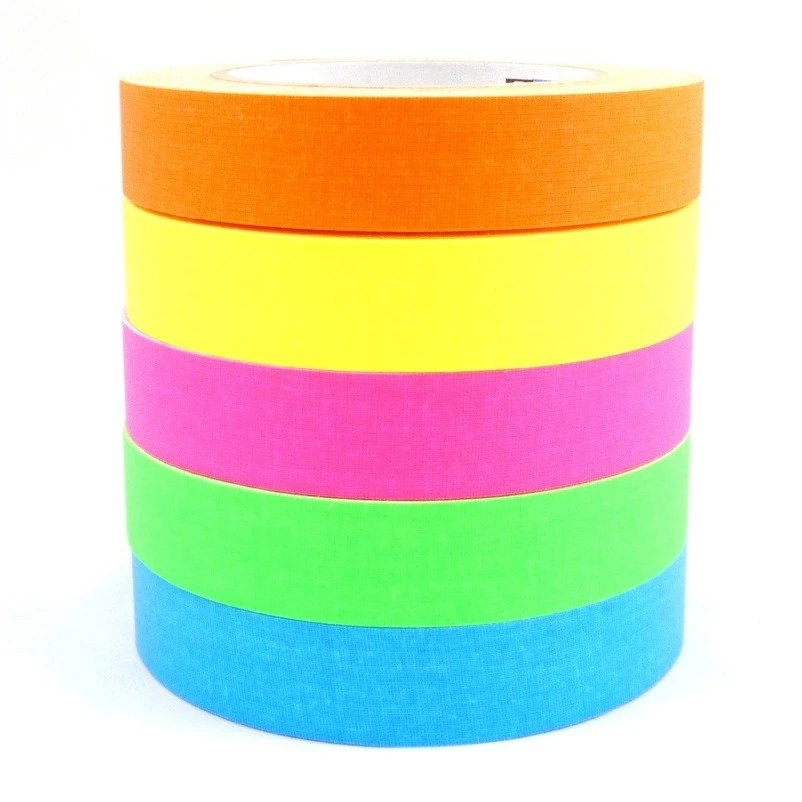 Custom Neon Gaffer Spike Tape Rainbow Matte Cloth Leaves No Residue Secures Cables, Holds Down Wires Multipurpose