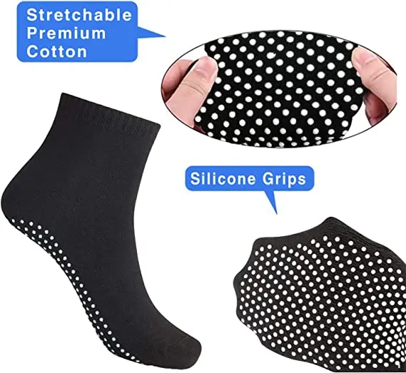 Anti Slip Non Skid Socks,4 pairs Unisex Grip Socks for Yoga Home Workout Barre Pilates Hospital Adults Men Women