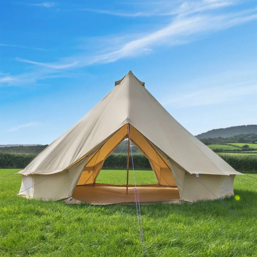 Customized Outdoor Tent Camping Cotton Canvas 5m Bell Tent Teepee Yurt Glamping Bell Tent