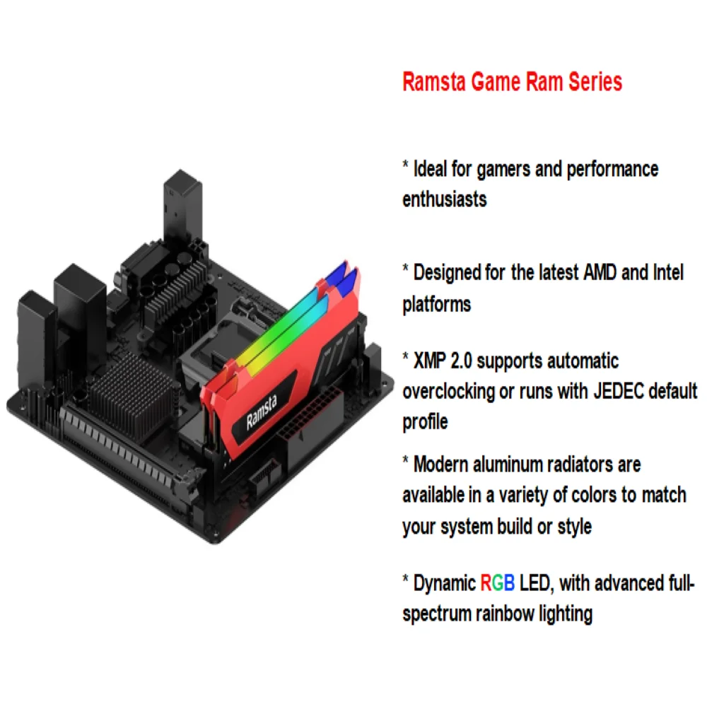 Оперативная память Ramsta RGB DDR4 16 Гб (8 x2 ) ( 8 * 2) 2400 МГц детали компьютера компоненты ПК