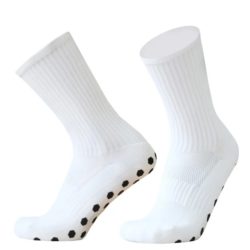 Wholesale knitting machine custom logo crew socks sports grip socks soccer football socks with grip