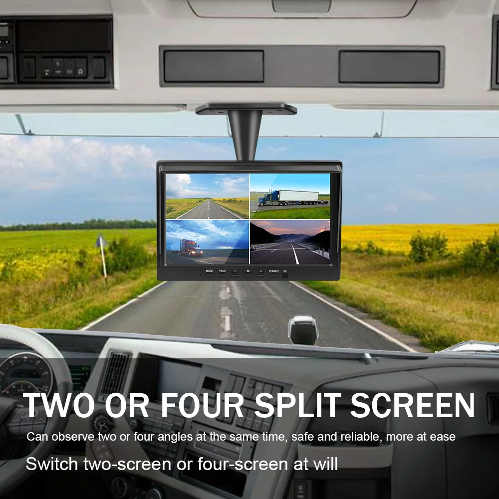 Car Monitor 10 inch AHD 4ch Recorder Car Screen to Auto Truck IR Rear View Camera Security Surveillance Split Screen Quad