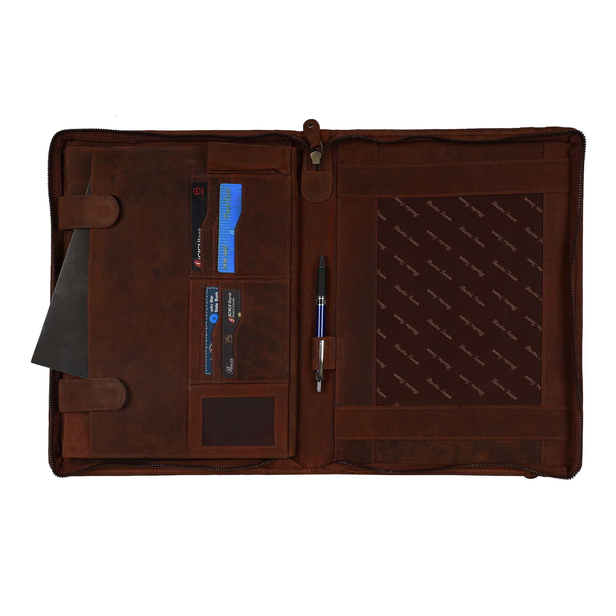 Business Portfolio Professional Organizer Gift for Men & Women Durable Leather Supreme Padfolio Zippered Closure