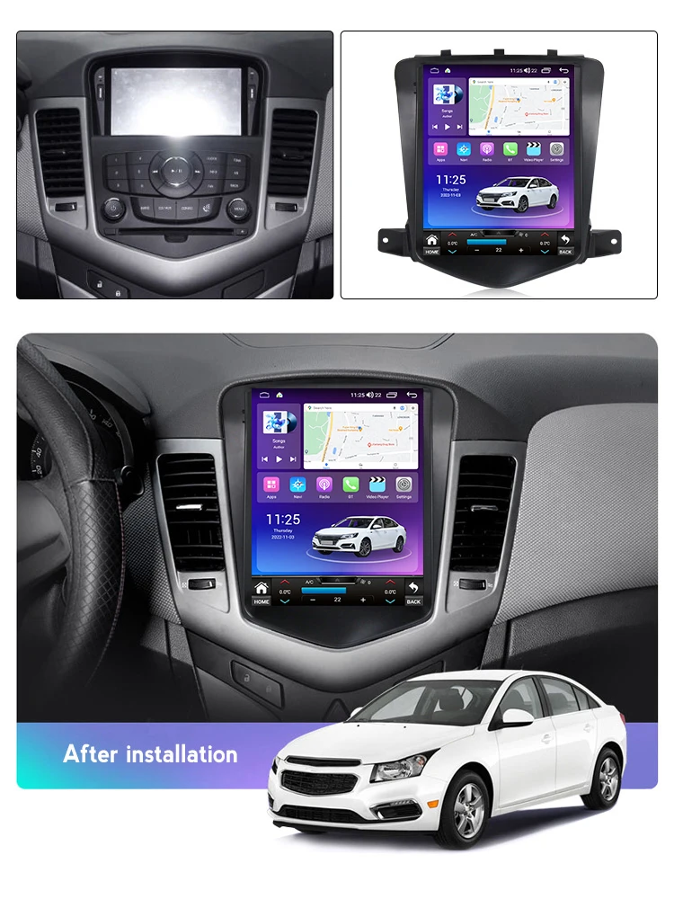 MEKEDE Android car-play auto car radio video player 9.7 inch Android gps navigation cooling fan for Chevrolet Cruze 2008-2013