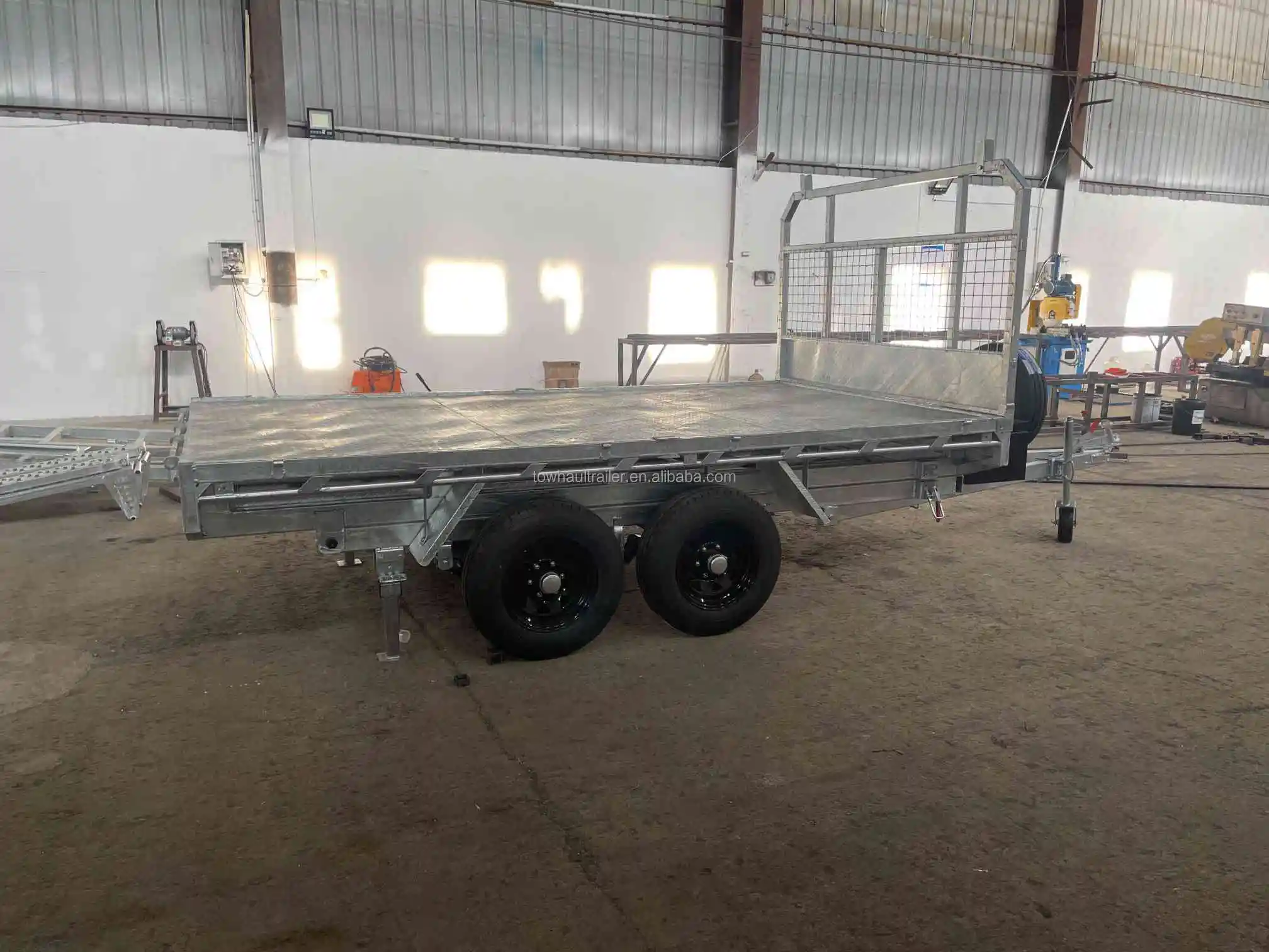 10x6 10x7 12x7  Galvanized Tandem Axle Flatbed Flattop Trailer 2000kg ATM with Headboard