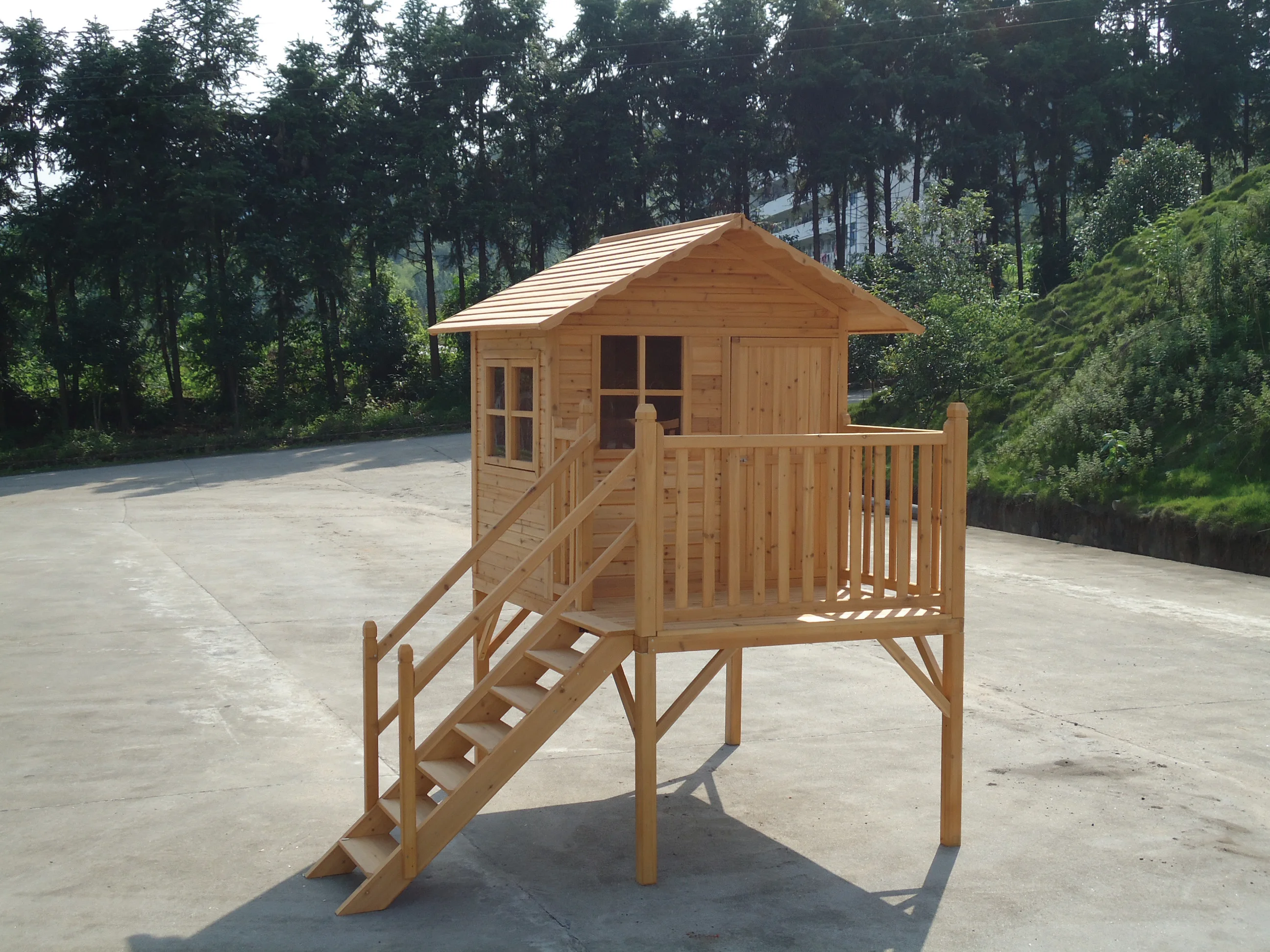 Factory Great hot sale Wooden Toys Children House Shape Sorter Activity outdoor Cubby big Playhouse with stairs