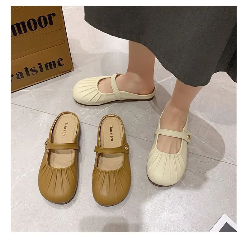 2024 new style Autumn women flat sandals high quality leather fashion footwear Wholesale womens Toe shoes for girl and ladies