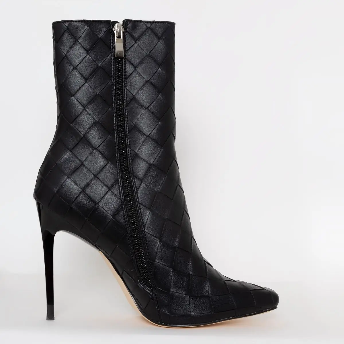 JB005 Fashion Women Woven Stiletto Ankle Boots