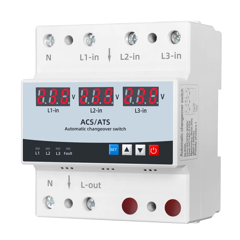 DDGQY-63ATS Voltage Adjustable Single Phase 3 Phase Automatic Phase Selector Changeover Switch 220V Voltage Stabilizer