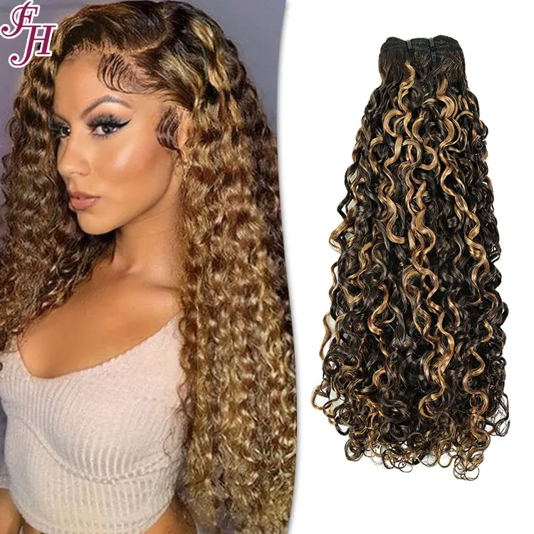 FH  pissy curl cabelos human hair  #p4/27 colored vietnamese weave virgin bundle hair weft extensions