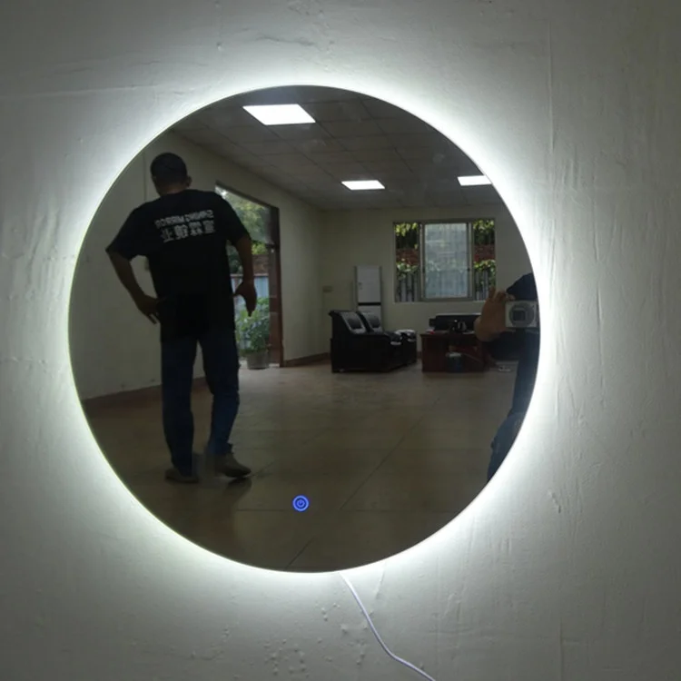 Custom Modern Bathroom Wall Mounted illuminated Smart Led Mirror With Time Display