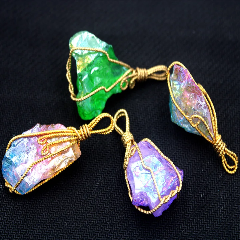 Оптовая продажа, ожерелье с подвеской ручной работы из натурального хрусталя, ювелирные аксессуары «сделай сам»