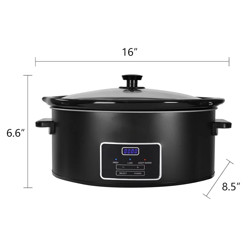 Large 6-Quart Programmable Slow Cooker with with Auto Warm Setting, Crock Pot for Family Holiday Dinners, Soup, 3 Heat Settings