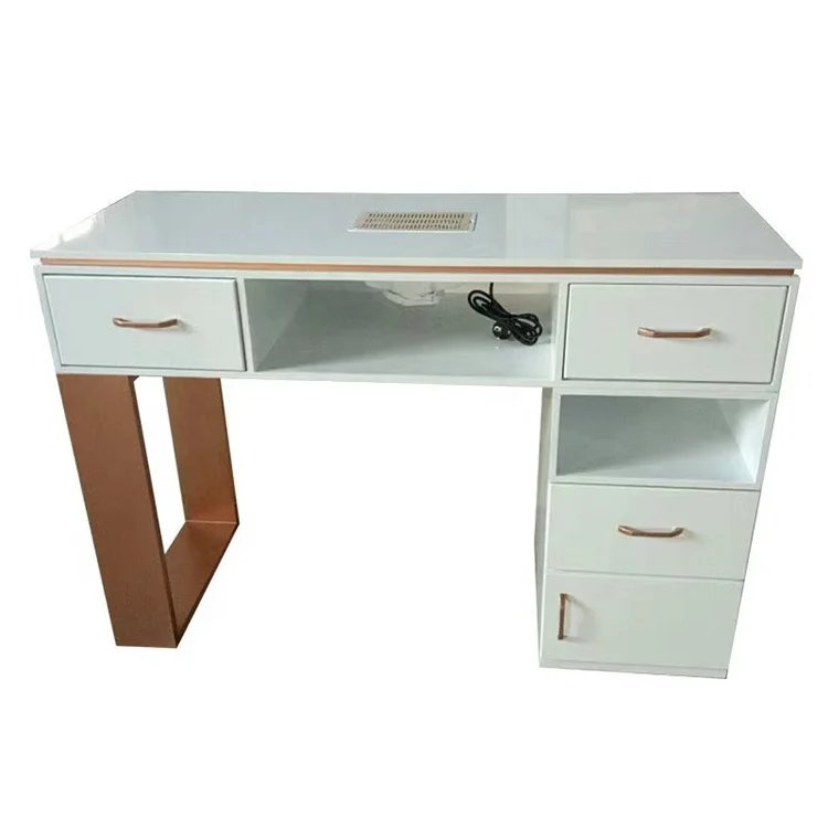 Ultra luxury gold manicure table high gloss nail salon equipment for sale