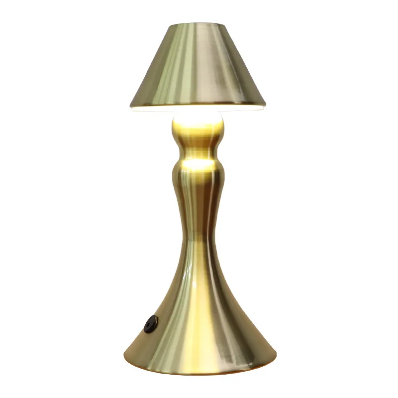 Cordless Hotel Restaurant bar Metal Table Lamp Gold Luxury Rechargeable Lampe De Table