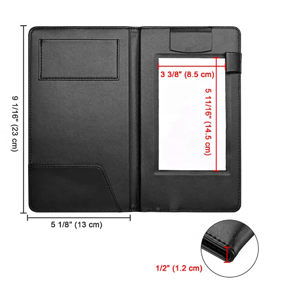 Rechargeable LED check presenter in black plain PU leather LED bill folder leather  with LED light for nightclub