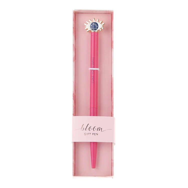 Custom Logo Ballpoint Pens Manufacturers Rose Diamond Gold Eye Topper Ballpoint Pen Pack