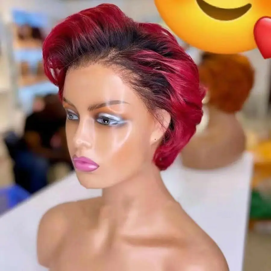 Humain Perruques-naturel Glueless Bob Wigs Lace Front Pixie Cut Hd Lace Wig Straight Lace Frontal Virgin Human Hair Wigs