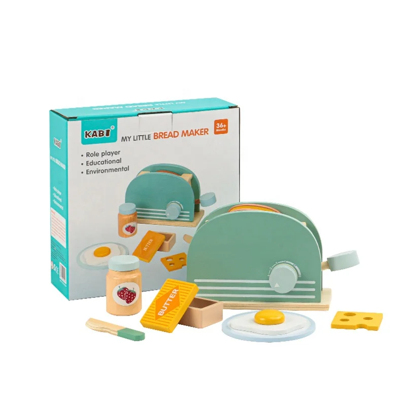 Wooden Toaster Machine Toy Set Parent-child Game Children Montessori Toys Role Pretend Play Toys for Kids Toddlers