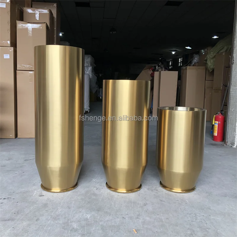 Home Decor Luxury Flower Pot Planter Modern Hotel Golden Large Plant Pot / Garden Big Gold Floor Flower Vase for living room