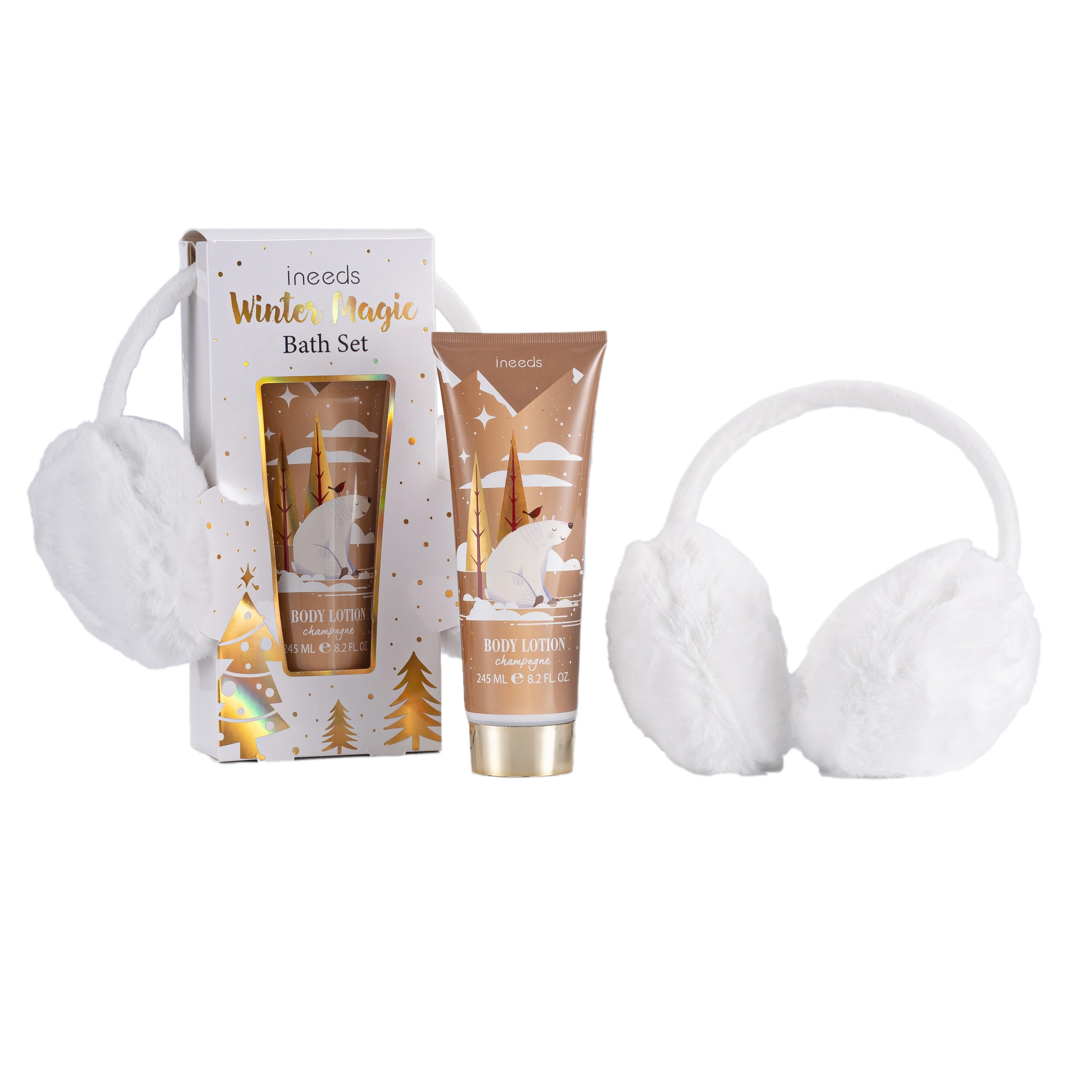 Customized Shinny Natural Luxury Love Body Lotion Gifts with Ear Muff for Women for Christmas for Valentine in Box Packaging