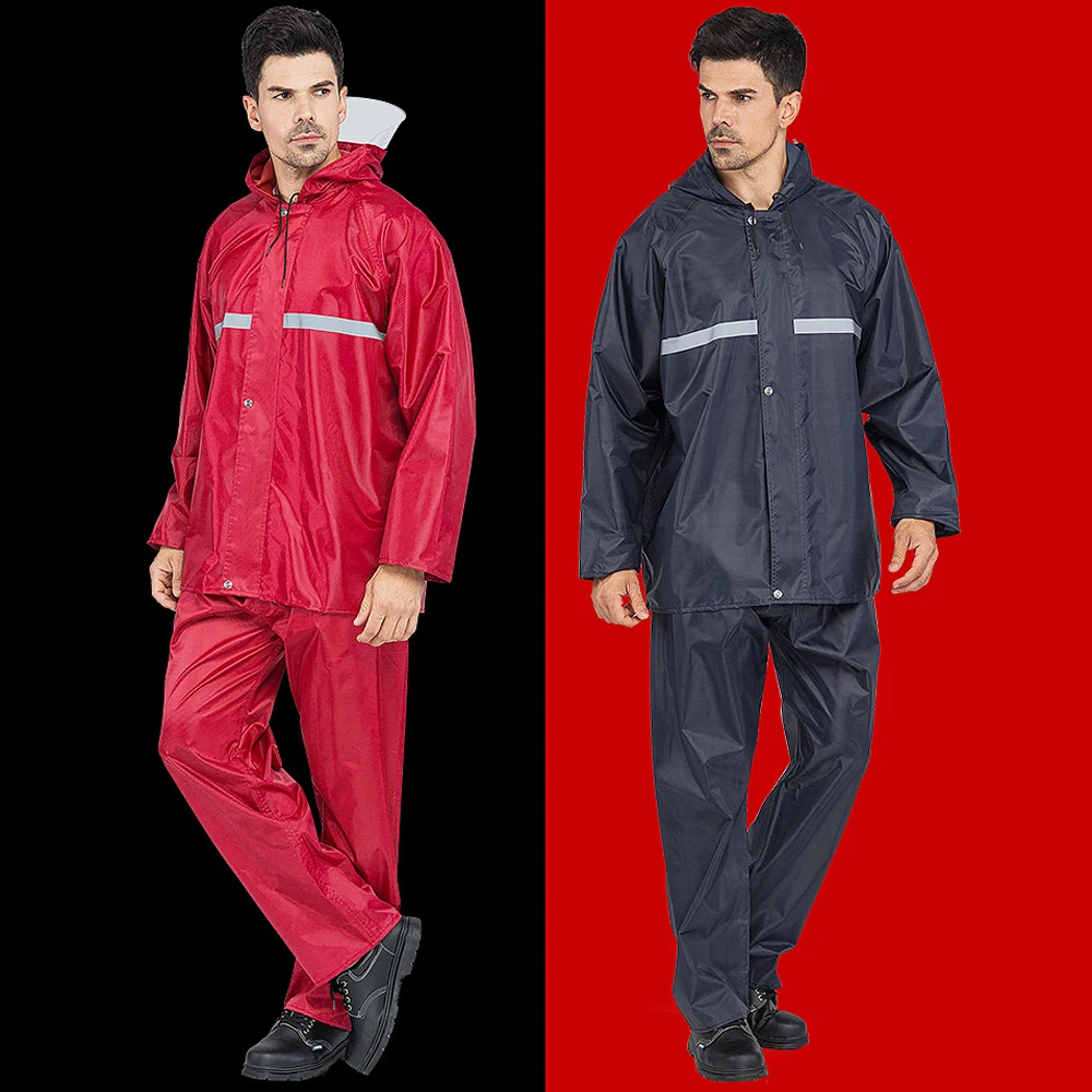 Waterproof Polyester PVC Poncho Raincoat with Reflective Tape Reflective Rainwear Jacket for Motorcycle Travel Customizable Logo