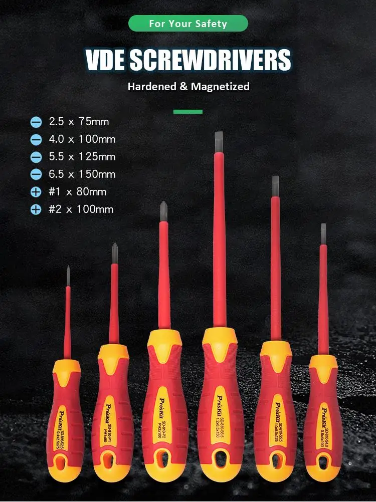 Proskit PK-2836M 41 PCS 1000V Insulated Metric Tool Kit for High Voltage Equipment  Electric Automobile power plant