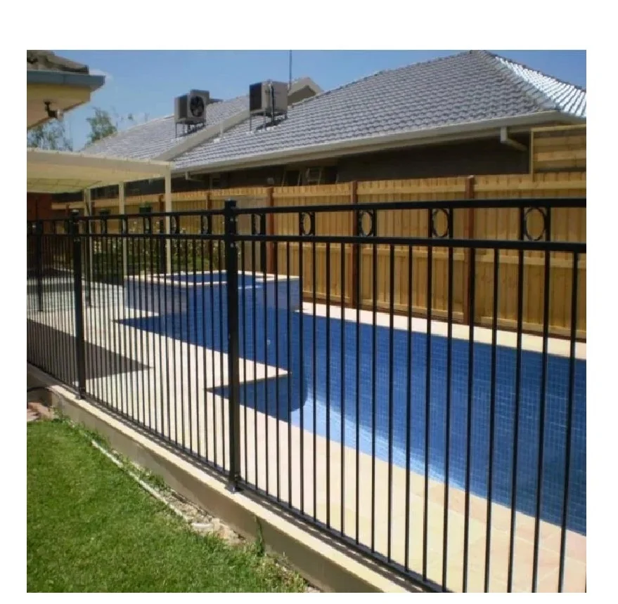 Powder Coated Aluminium Galvanized Steel Flat Top Spear Picket Security Pool Garden Fence Steel Assembled Railings