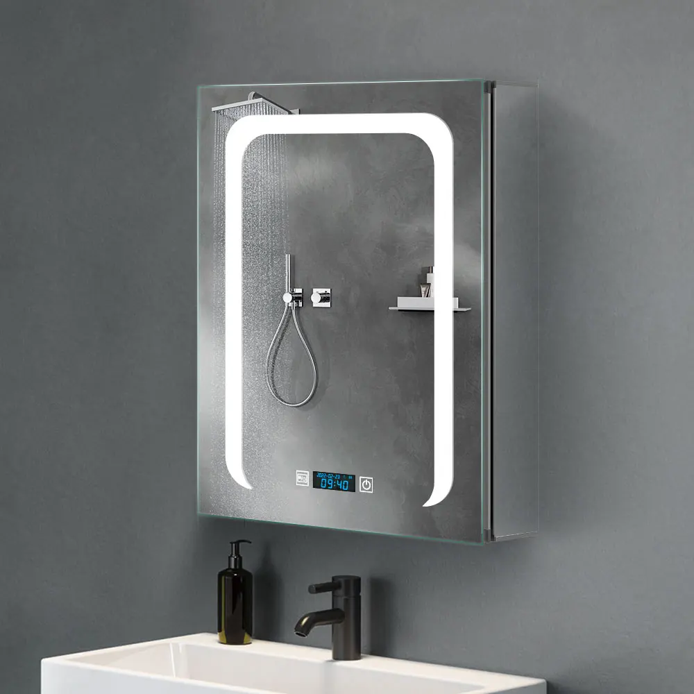 Top sale cosmetic illuminated bathroom smart mirrored medicine cabinet with 3x magnifying mirror