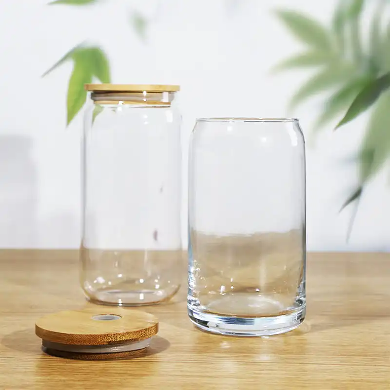 Artistic 16oz Glass Beer Can Cups with Straws and Custom Logos