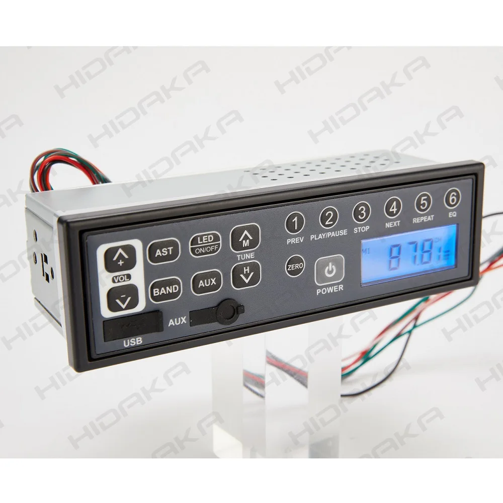 HIDAKA Car Radio Heavy Machinery Radio 12V-24V 1Din In-dash Audio Stereo AM FM MP3 Player LED Excavator Radio