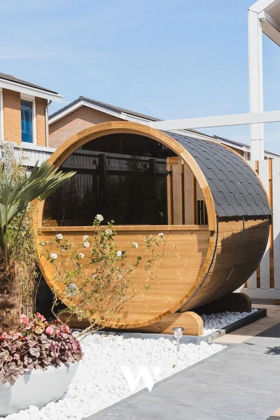 Outdoor Japanese Cypress Barrel Outdoor Sauna Spa Tubs Sauna Rooms Wet Steam smart Sauna Outdoor Built For Winter