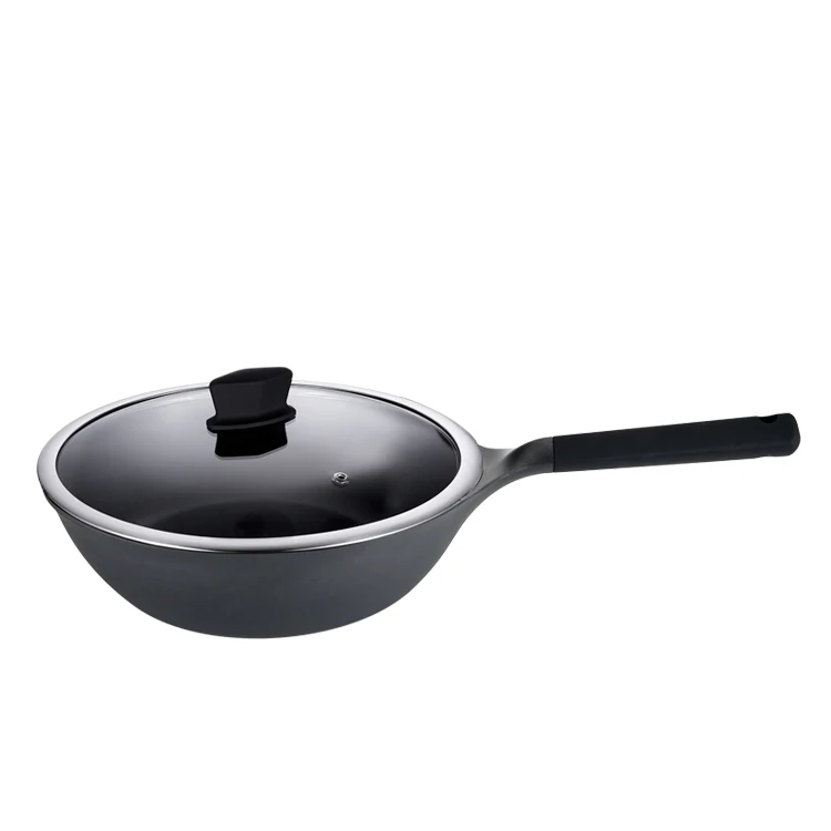High Quality Kitchenware Non Stick Die Cast Aluminum Wok Pan with Lids