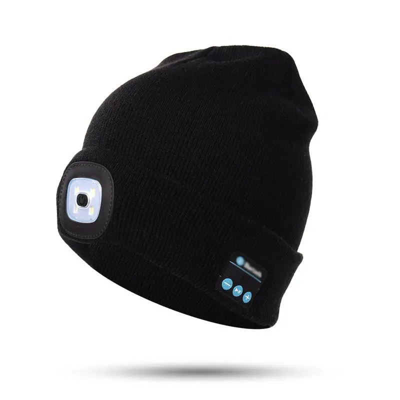 
Amazon Top Seller 2021 Bluetooth Beanie Hat With LED Light Rechargeable Light Up Knitted Beanie Winter Hats Accessories 