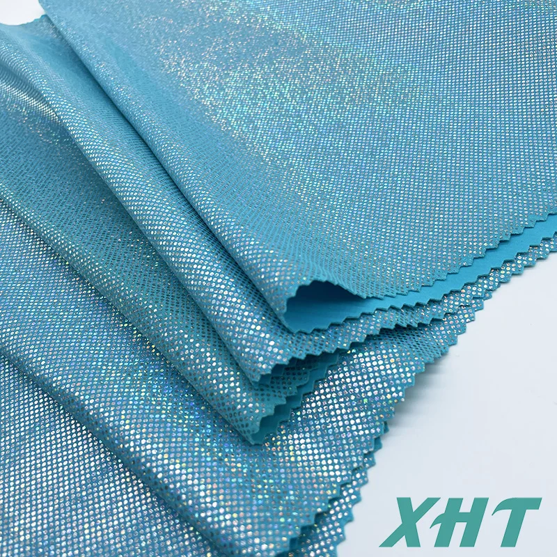Ocean Blue  foil  for  hologram foil printed spandex stretch fabric for swimwear costume wear