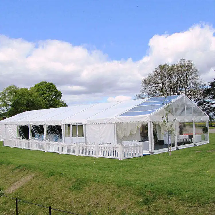 outdoor dining big party white restaurant stretch events wedding tent