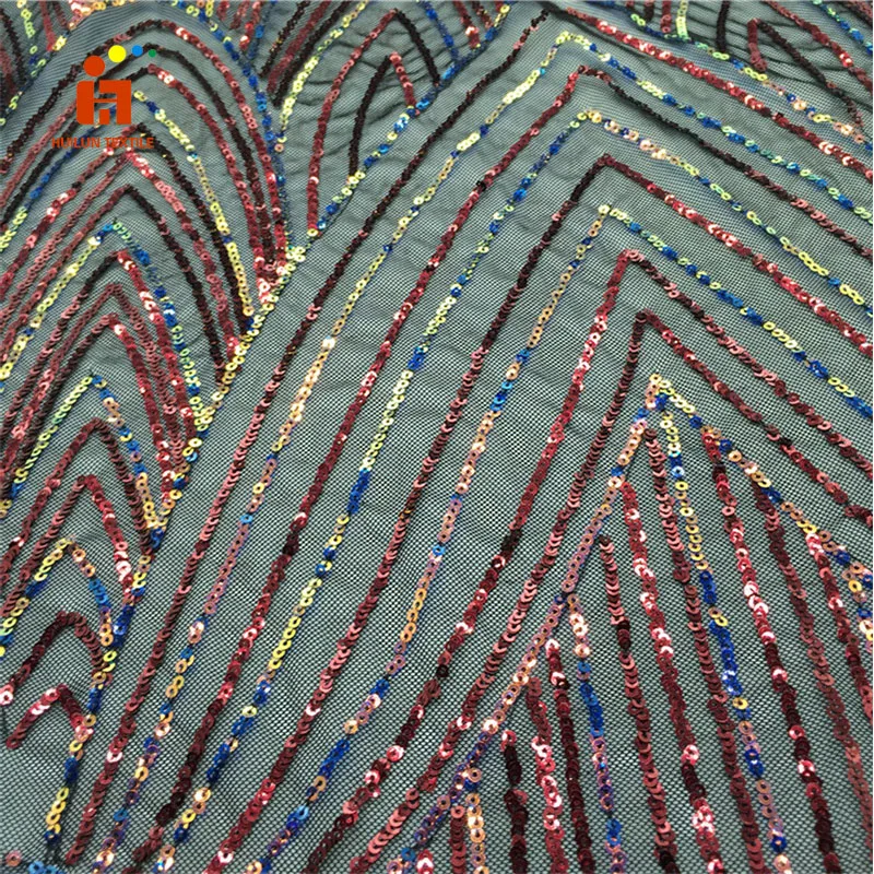 HLJ233 wholesale gold mesh 5mm sequin fabric for wedding party