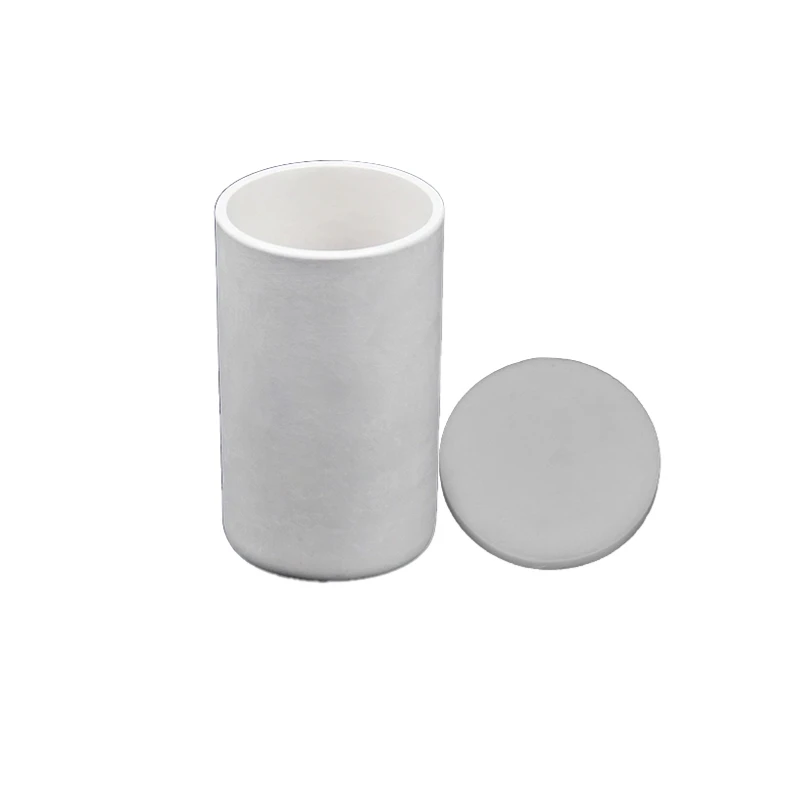Calcium Stabilized Zirconia Ceramic Cylindrical Crucible With Lid Porcelain